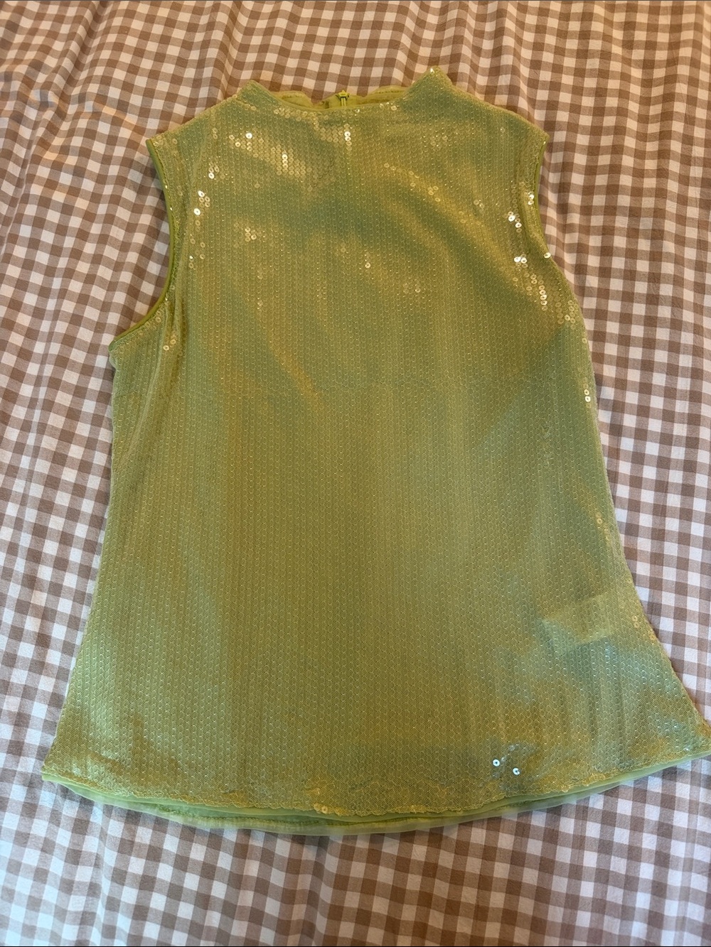 Sequined Sleeveless Lime Green Tank Top
